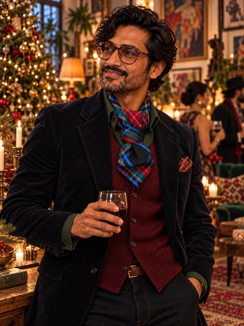 Tartan Neckware In Red, Green & Blue